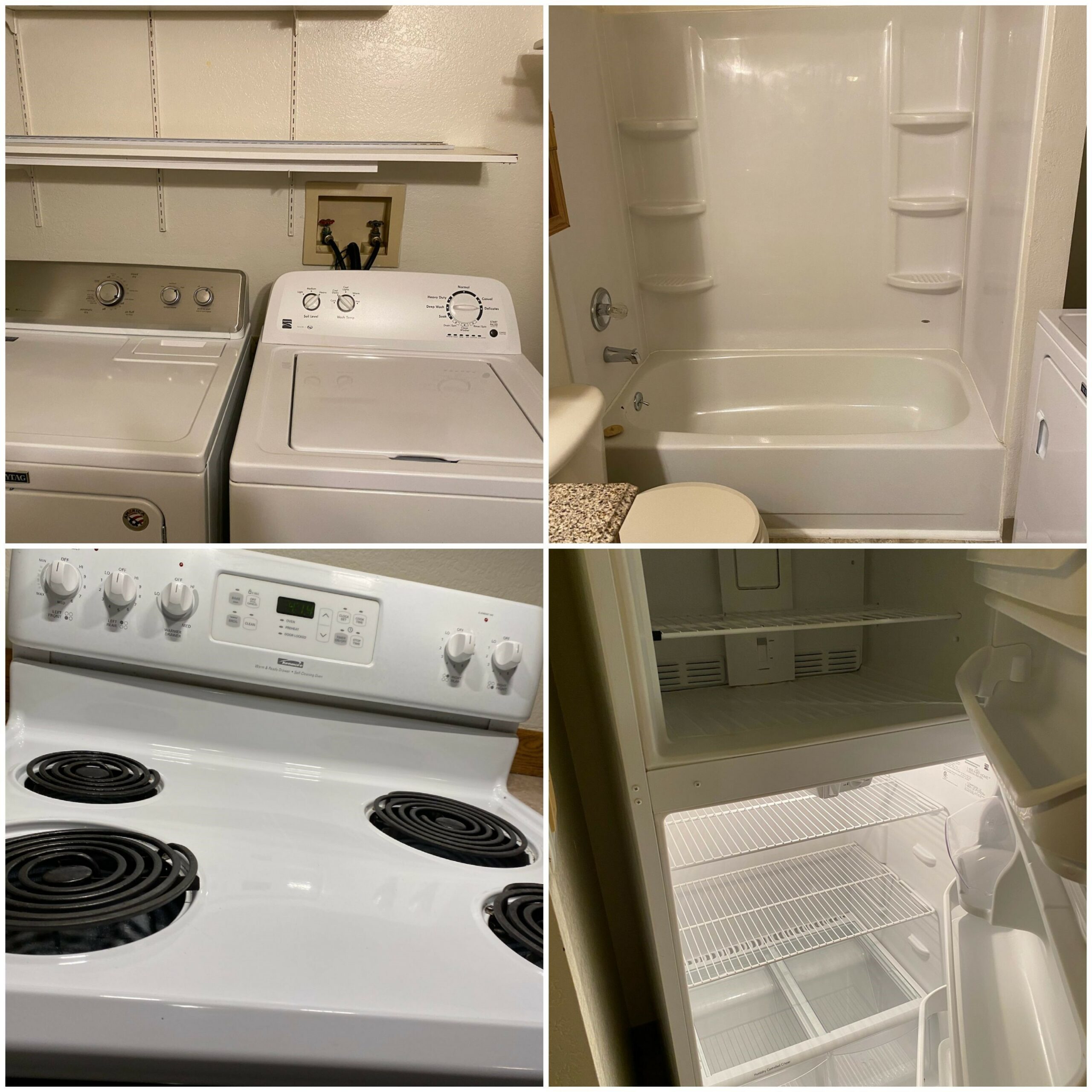 Fridge and washing machine before and after cleaning