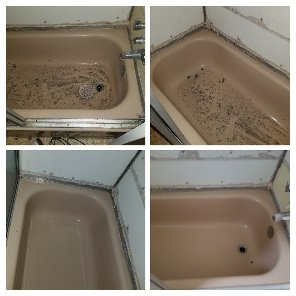 Sink area before and after cleaning